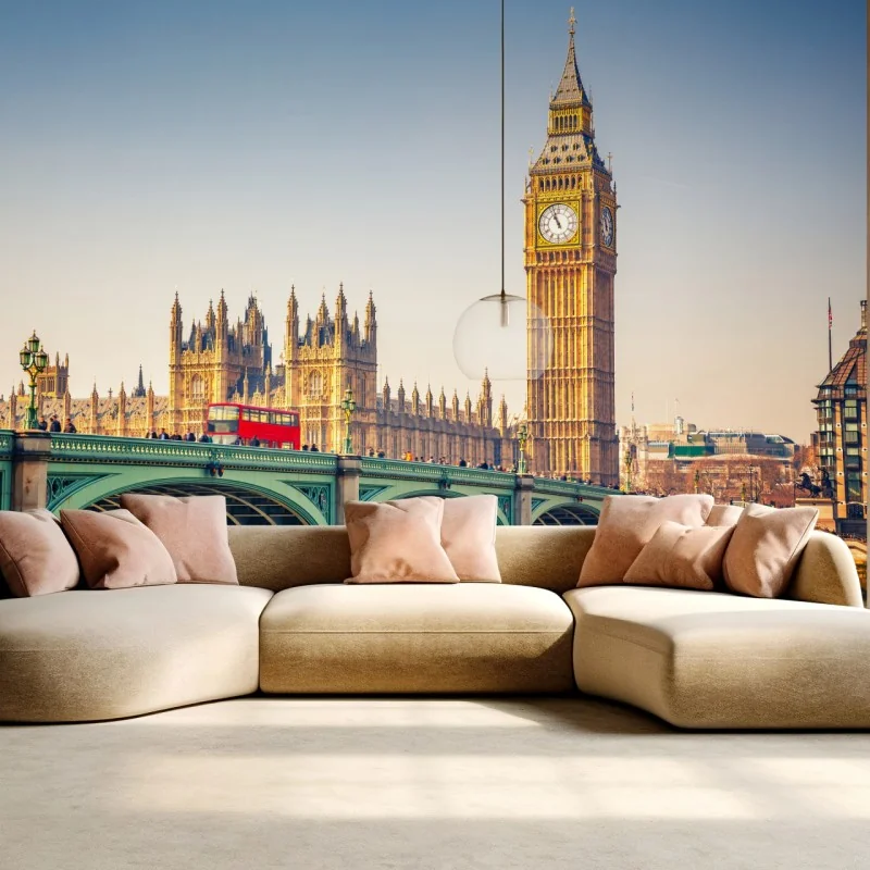 Fototapeta słoneczny widok na Big Ben i Westminster Bridge, Londyn – Wallissimo® Fototapeta słoneczny widok na Big Ben i Westminster Bridge, Londyn – Wallissimo®