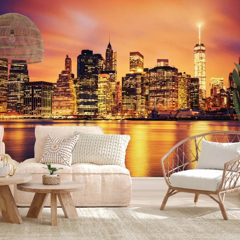 Fototapeta Nowy Jork panorama o zachodzie słońca – Wallissimo® Fototapeta Nowy Jork panorama o zachodzie słońca – Wallissimo®