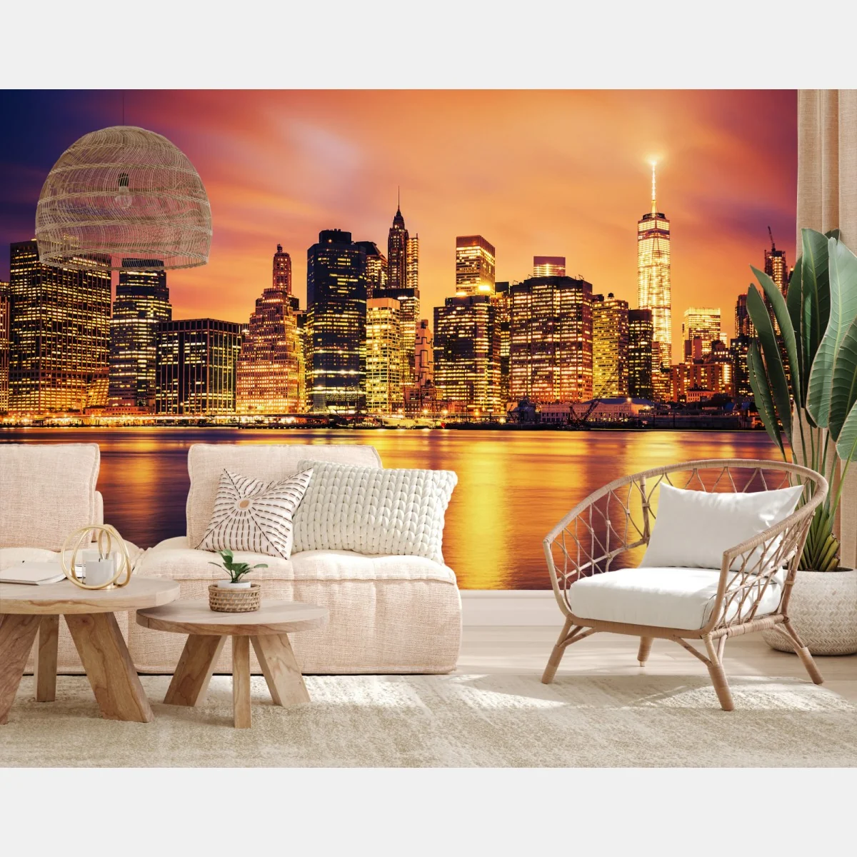 Fototapeta Nowy Jork panorama o zachodzie słońca – Wallissimo® Fototapeta Nowy Jork panorama o zachodzie słońca – Wallissimo®