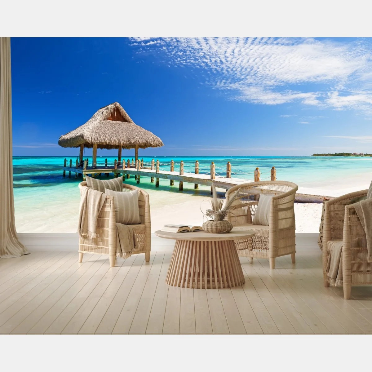 Fototapeta spokojny pomost na plaży w Cap Cana – Wallissimo® Fototapeta spokojny pomost na plaży w Cap Cana – Wallissimo®