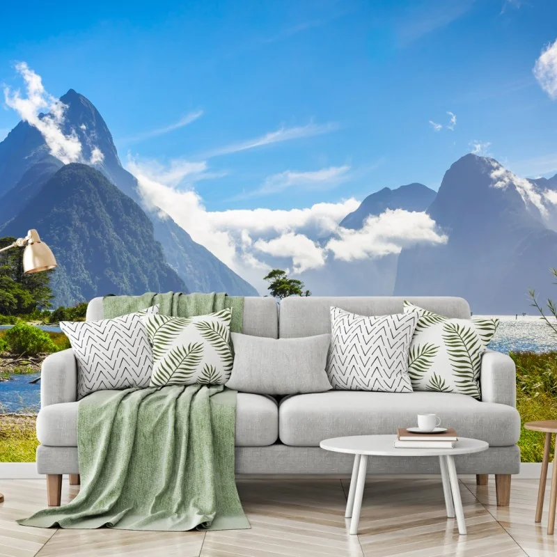 Fototapeta malowniczy krajobraz górski nad fiordem – Wallissimo® Fototapeta malowniczy krajobraz górski nad fiordem – Wallissimo®