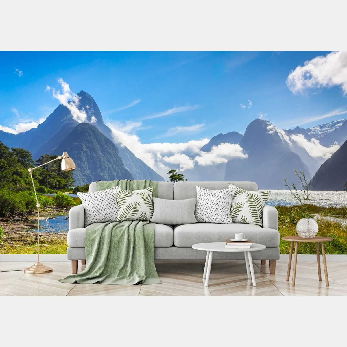 Fototapeta malowniczy krajobraz górski nad fiordem – Wallissimo® Fototapeta malowniczy krajobraz górski nad fiordem – Wallissimo®