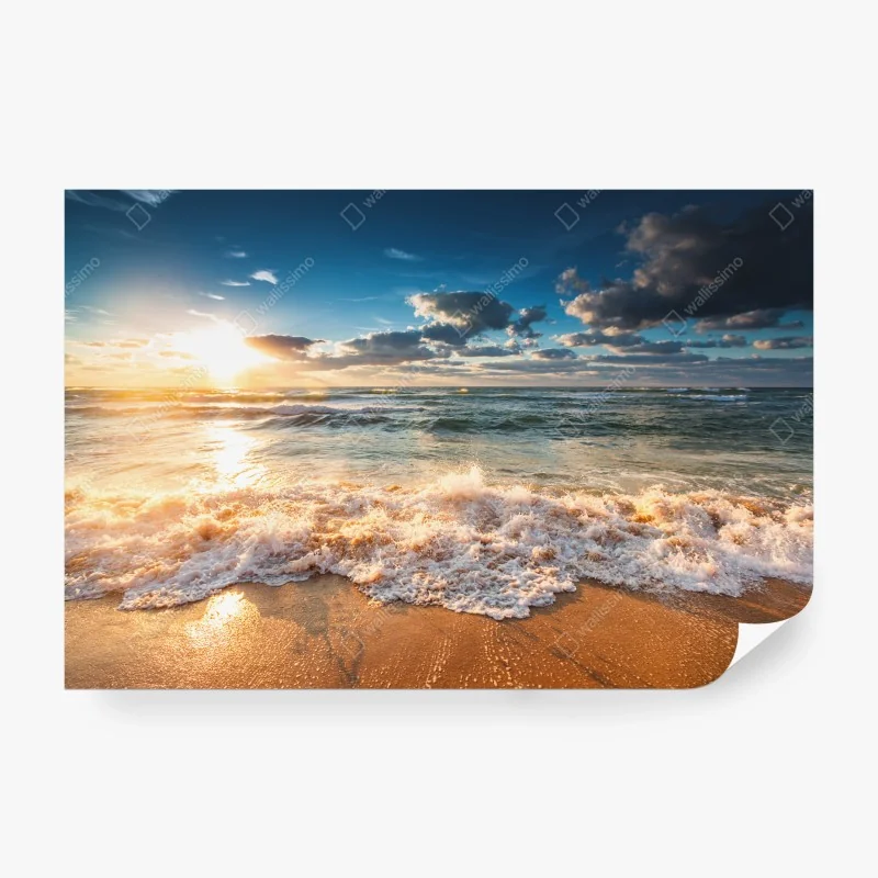 Fototapeta złoty zachód słońca nad wydmami pustyni – Wallissimo®