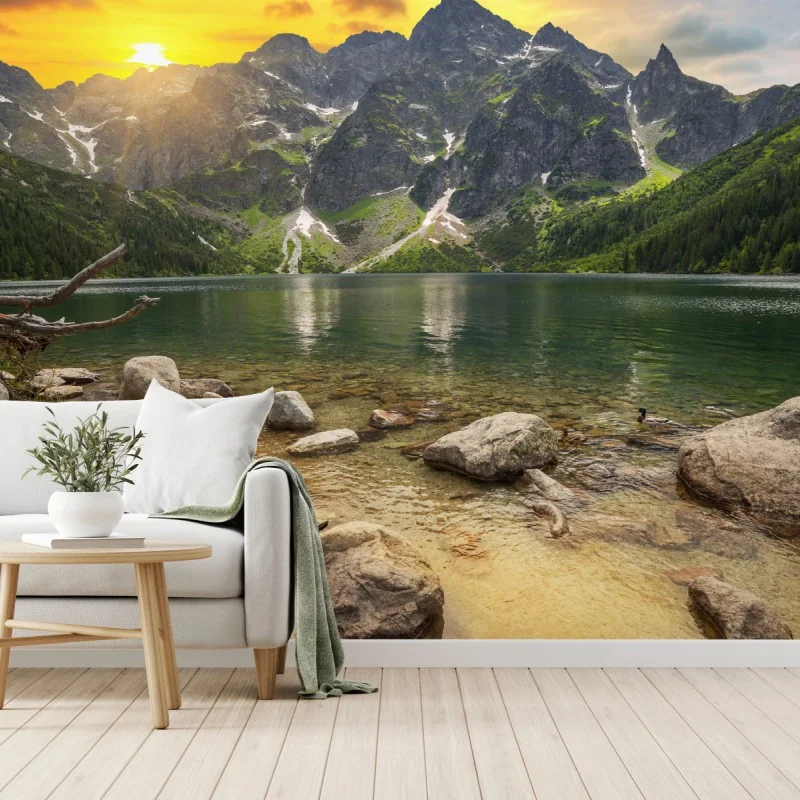 Fototapeta zachód słońca nad Morskim Okiem w Tatrach, Polska – Wallissimo® Fototapeta zachód słońca nad Morskim Okiem w Tatrach, Polska – Wallissimo®