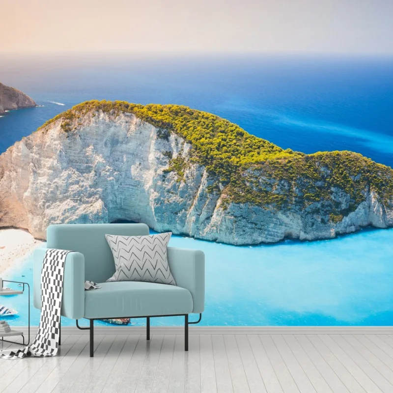 Fototapeta turkusowa zatoka na plaży Navagio, Zakynthos – Wallissimo® Fototapeta turkusowa zatoka na plaży Navagio, Zakynthos – Wallissimo®