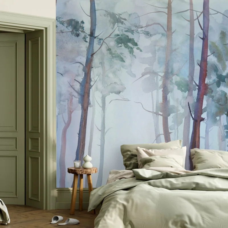 Fototapeta mglisty akwarelowy las – Wallissimo® Fototapeta mglisty akwarelowy las – Wallissimo®