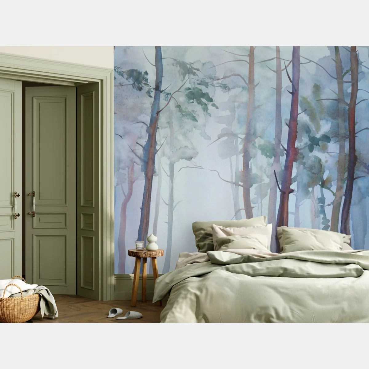 Fototapeta mglisty akwarelowy las – Wallissimo® Fototapeta mglisty akwarelowy las – Wallissimo®