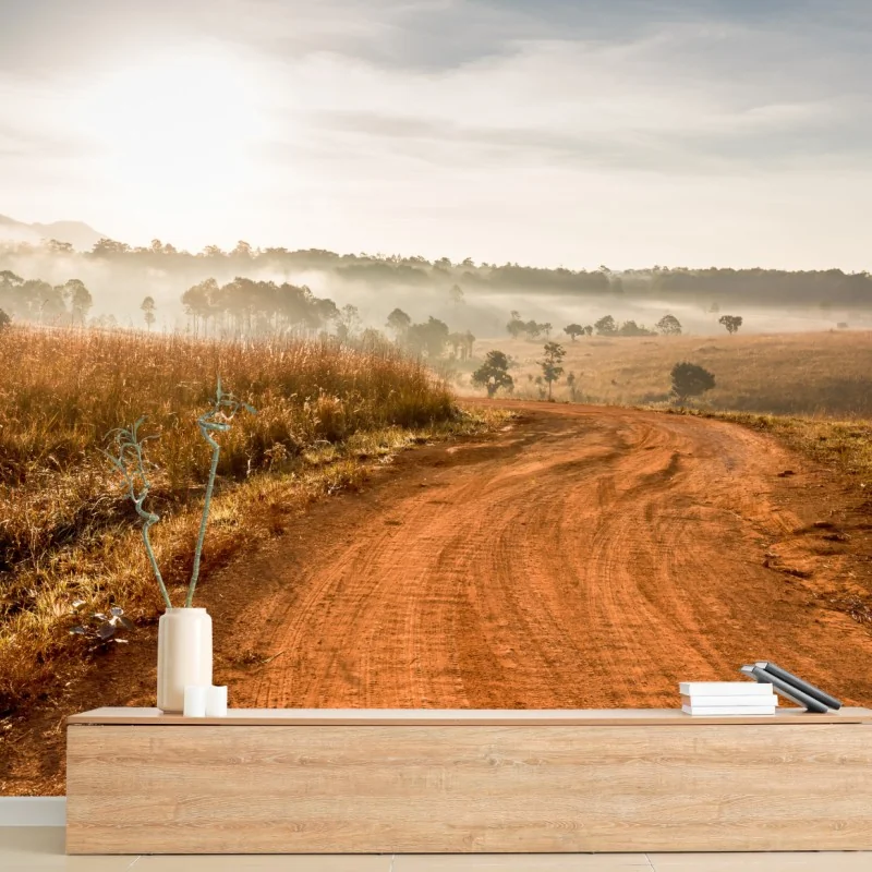 Fototapeta poranna droga gruntowa w Thung Salaeng Luang – Wallissimo® Fototapeta poranna droga gruntowa w Thung Salaeng Luang – Wallissimo®