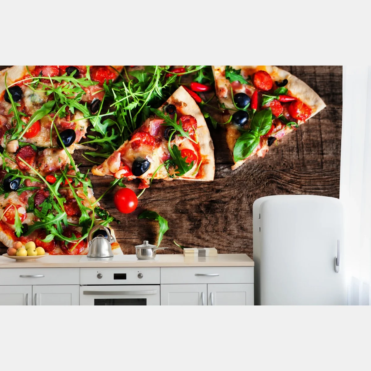 Fototapeta gorąca pizza pepperoni z bliska – Wallissimo® Fototapeta gorąca pizza pepperoni z bliska – Wallissimo®