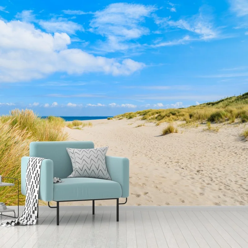 Fototapeta spokojne wydmy Sylt z latarnią morską – Wallissimo® Fototapeta spokojne wydmy Sylt z latarnią morską – Wallissimo®