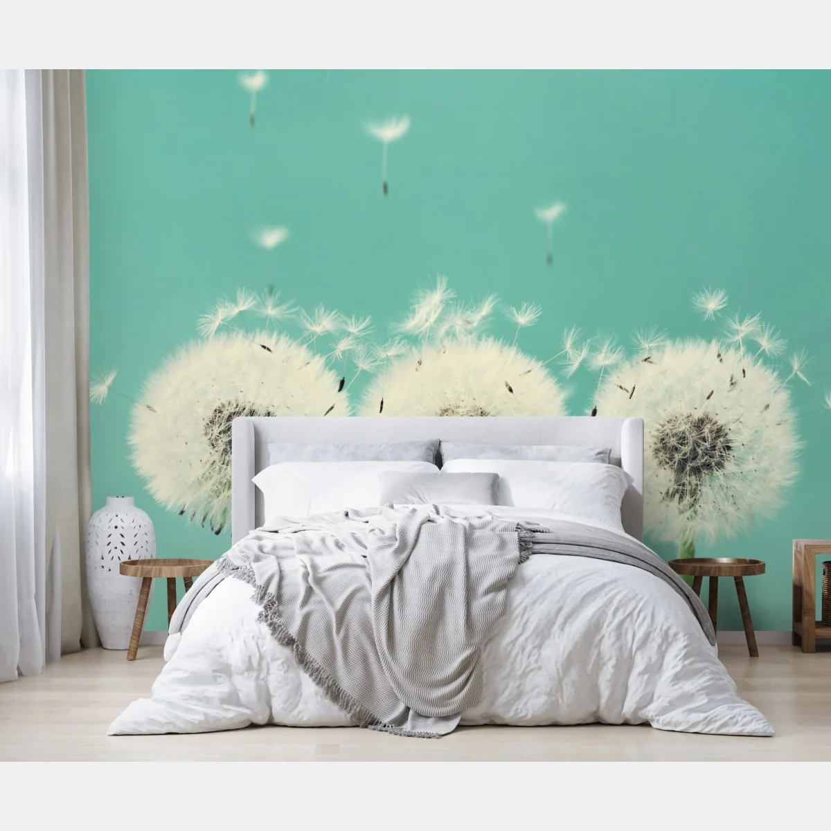 Fototapeta trzy dmuchawce na turkusowym tle – Wallissimo® Fototapeta trzy dmuchawce na turkusowym tle – Wallissimo®