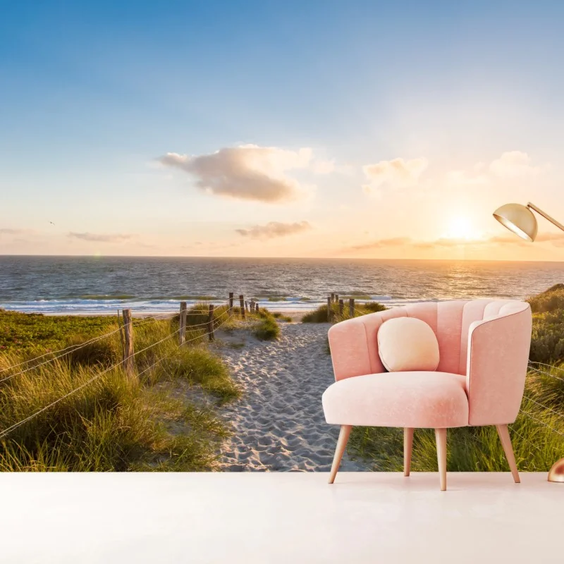 Fototapeta słoneczna ścieżka na plażę nad oceanem – Wallissimo® Fototapeta słoneczna ścieżka na plażę nad oceanem – Wallissimo®