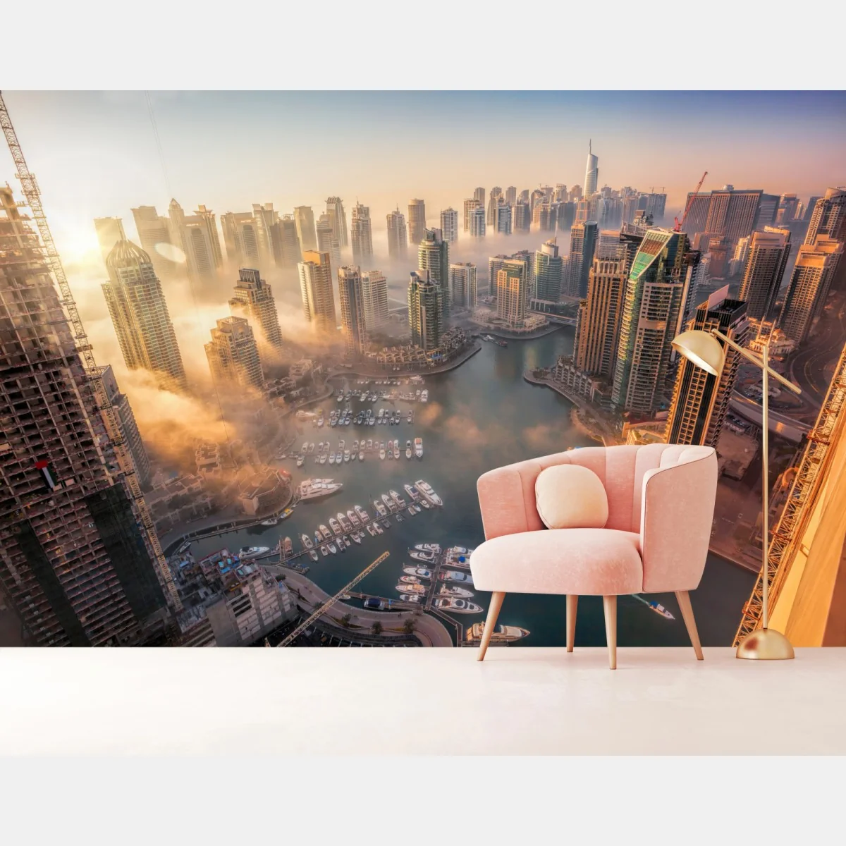 Fototapeta Dubaj marina zachód słońca – Wallissimo® Fototapeta Dubaj marina zachód słońca – Wallissimo®