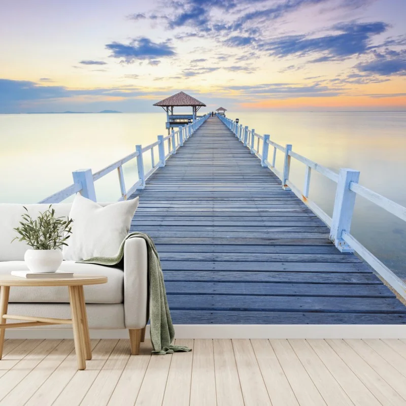 Fototapeta spokojne drewniane molo o zachodzie słońca – Wallissimo® Fototapeta spokojne drewniane molo o zachodzie słońca – Wallissimo®
