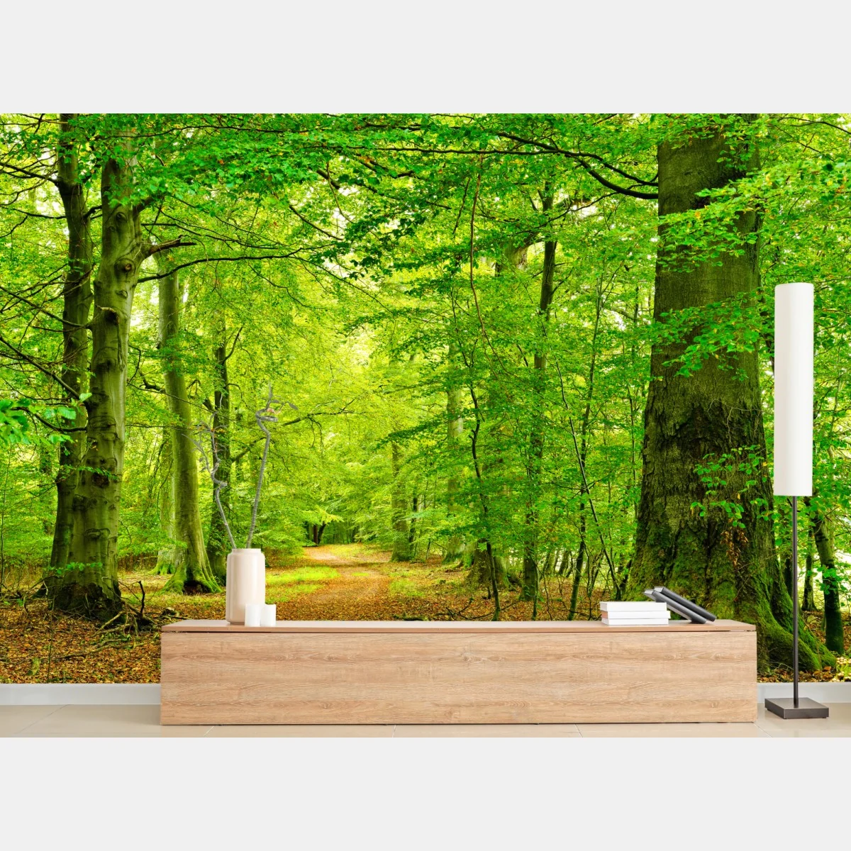 Fototapeta spokojna zielona leśna ścieżka – Wallissimo® Fototapeta spokojna zielona leśna ścieżka – Wallissimo®