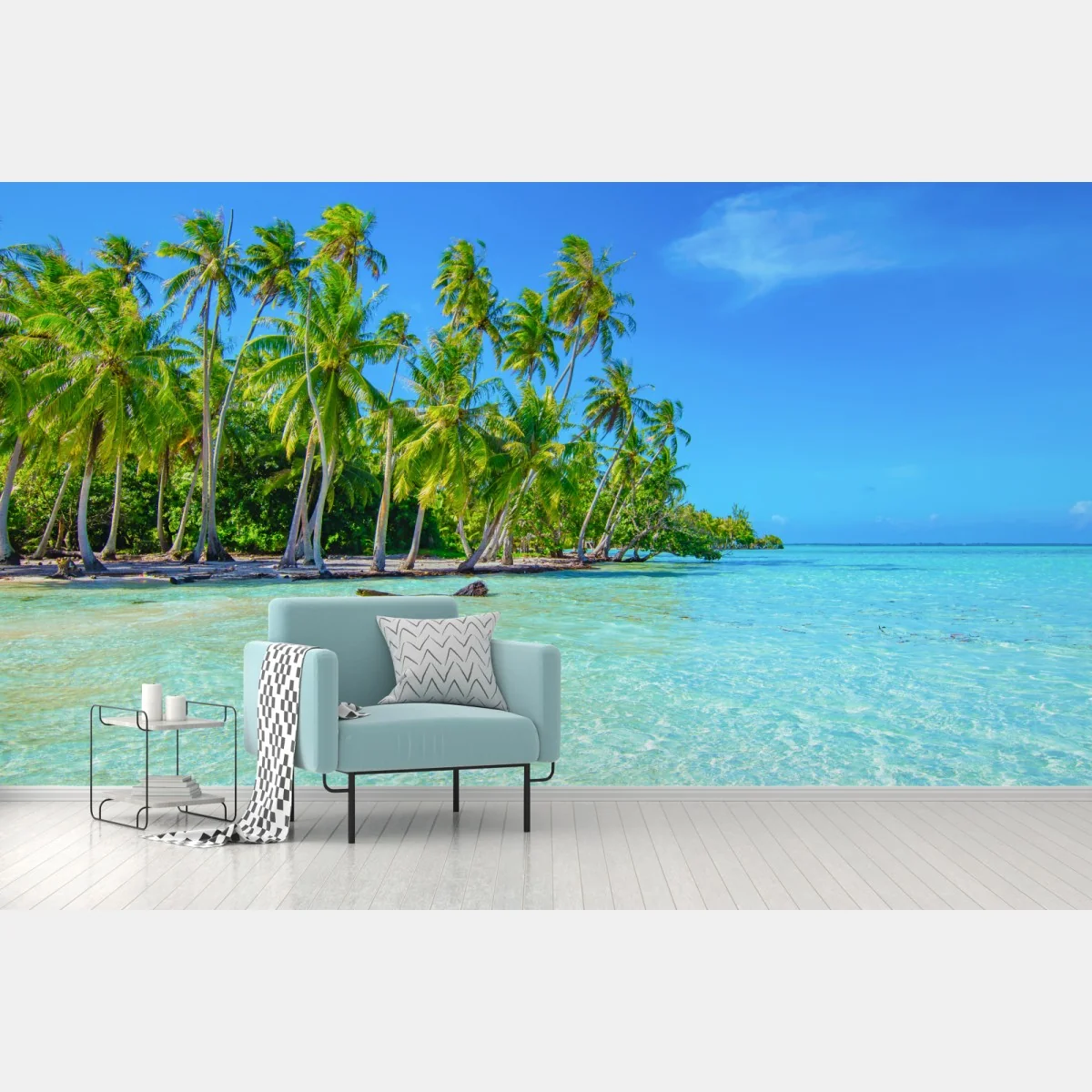 Fototapeta tropikalna plaża z palmami – Wallissimo® Fototapeta tropikalna plaża z palmami – Wallissimo®