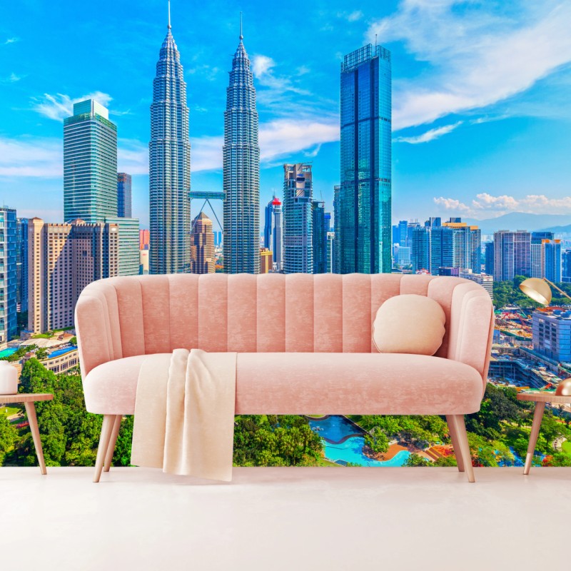 Fototapeta Kuala Lumpur panorama z wieżami Petronas – Wallissimo® Fototapeta Kuala Lumpur panorama z wieżami Petronas – Wallissimo®