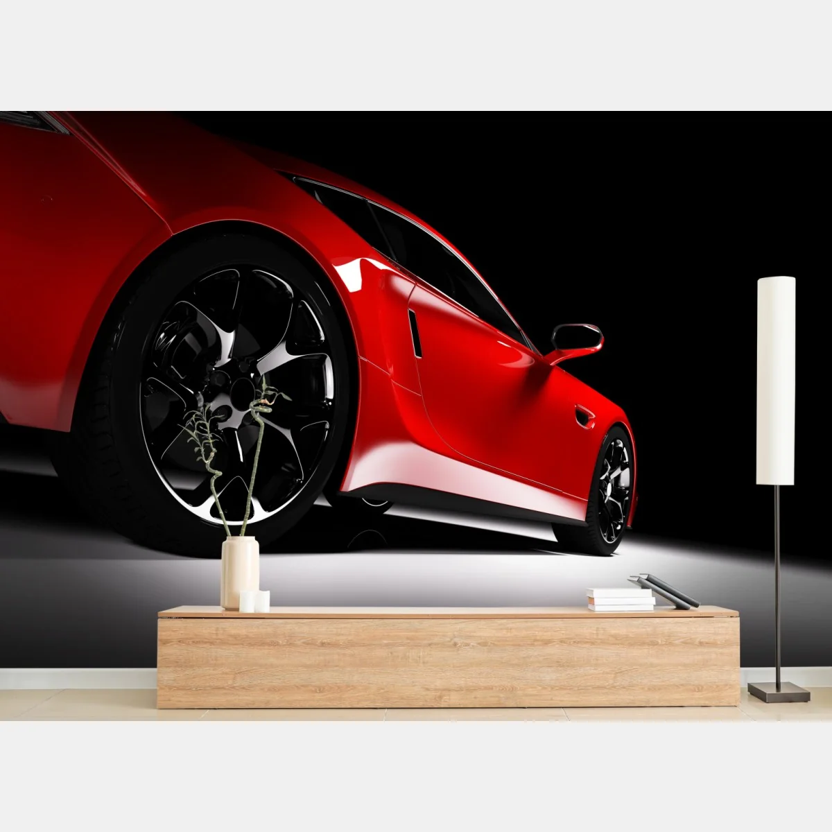 Fototapeta zbliżenie czerwonego samochodu sportowego – Wallissimo® Fototapeta zbliżenie czerwonego samochodu sportowego – Wallissimo®