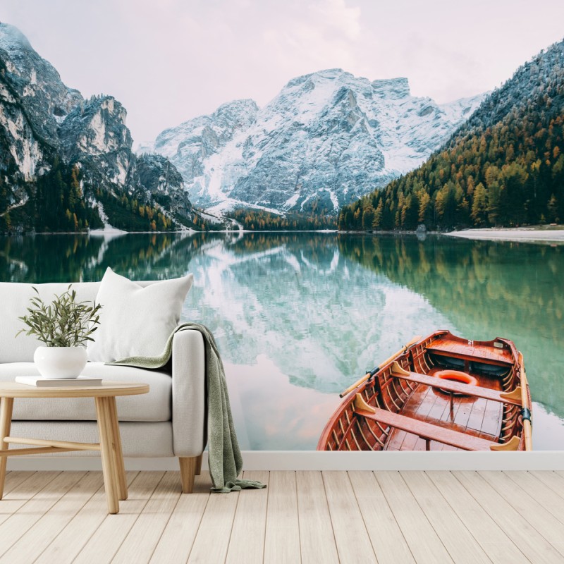 Fototapeta spokojne odbicia na jeziorze Pragser Wildsee – Wallissimo® Fototapeta spokojne odbicia na jeziorze Pragser Wildsee – Wallissimo®