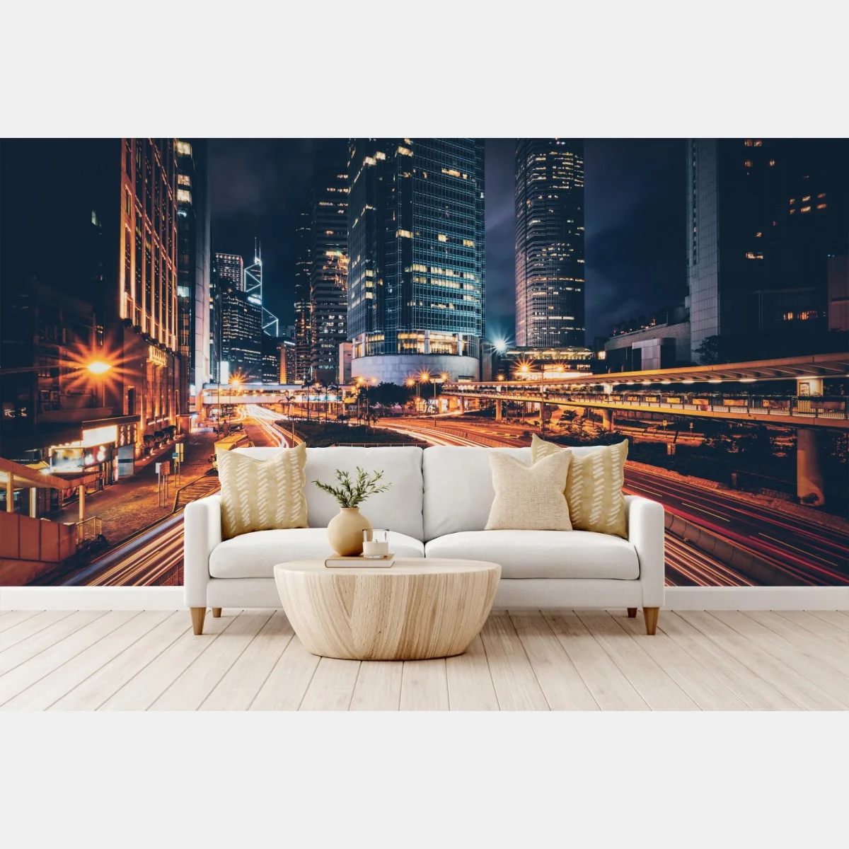 Fototapeta nocne smugi świetlne nad miejską autostradą – Wallissimo® Fototapeta nocne smugi świetlne nad miejską autostradą – Wallissimo®