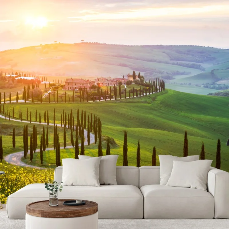 Fototapeta wschód słońca w Toskanii – Wallissimo® Fototapeta wschód słońca w Toskanii – Wallissimo®
