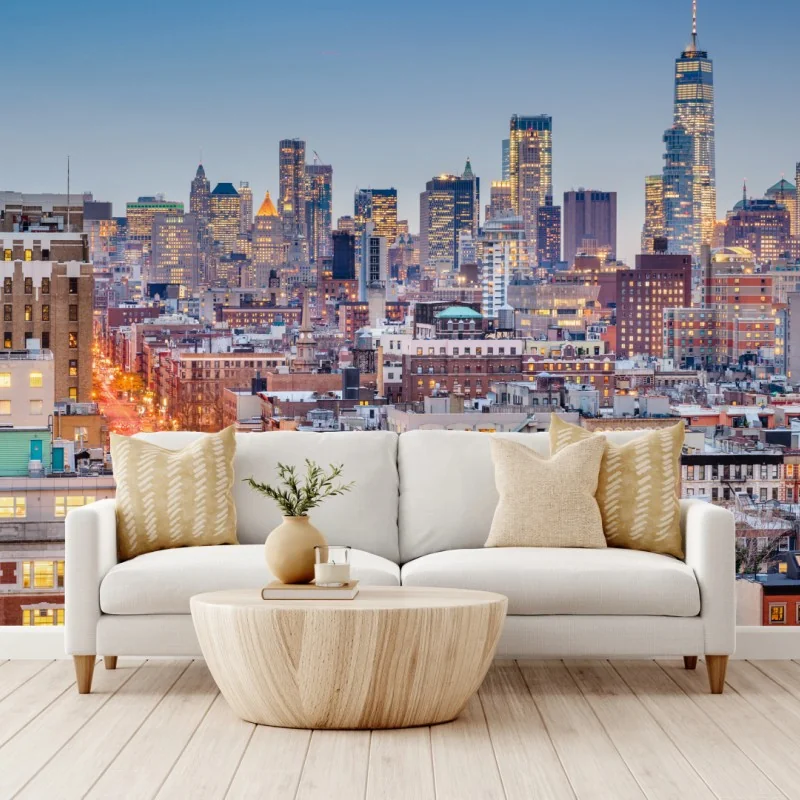 Fototapeta Nowy Jork panorama miasta o zmierzchu – Wallissimo® Fototapeta Nowy Jork panorama miasta o zmierzchu – Wallissimo®
