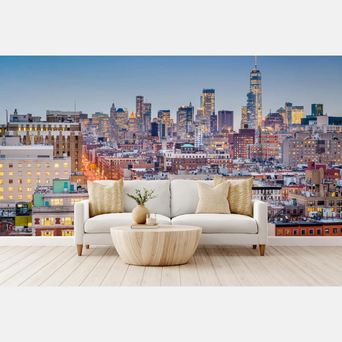 Fototapeta Nowy Jork panorama miasta o zmierzchu – Wallissimo® Fototapeta Nowy Jork panorama miasta o zmierzchu – Wallissimo®