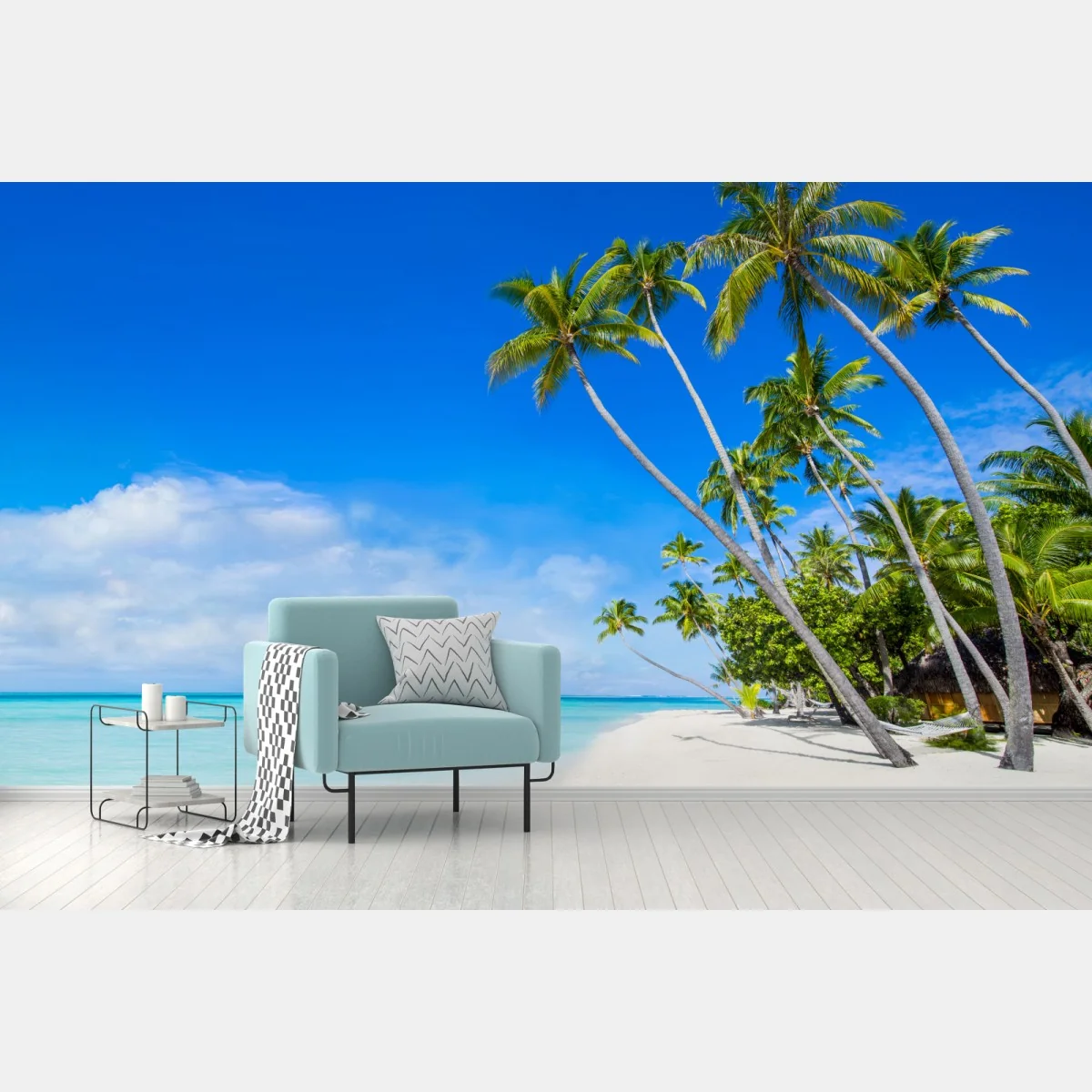 Fototapeta tropikalna plaża z palmami – Wallissimo® Fototapeta tropikalna plaża z palmami – Wallissimo®