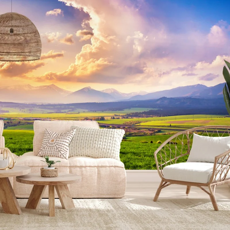 Fototapeta panorama wiosennej doliny górskiej, Tatry Słowacja – Wallissimo® Fototapeta panorama wiosennej doliny górskiej, Tatry Słowacja – Wallissimo®