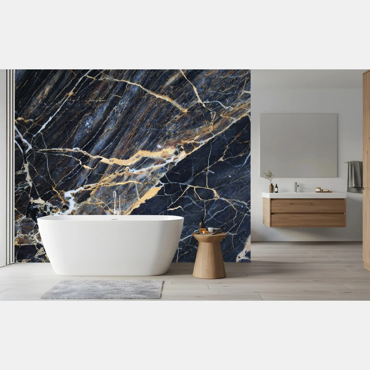 Fototapeta ciemny marmur ze złotymi i kremowymi żyłami – Wallissimo® Fototapeta ciemny marmur ze złotymi i kremowymi żyłami – Wallissimo®