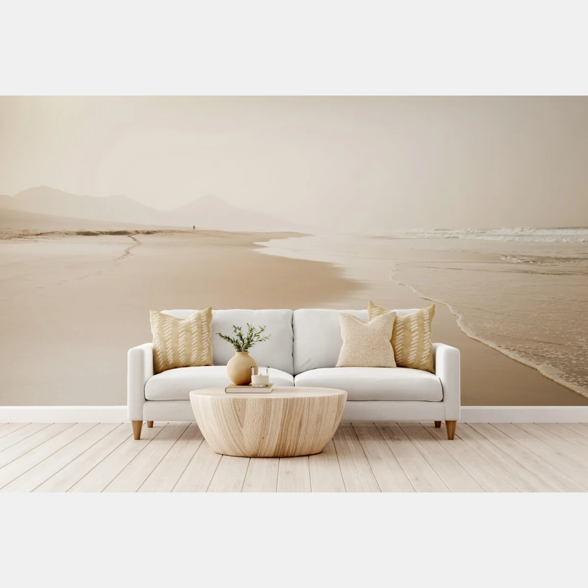 Fototapeta spokojna sepiowa plaża – Wallissimo® Fototapeta spokojna sepiowa plaża – Wallissimo®