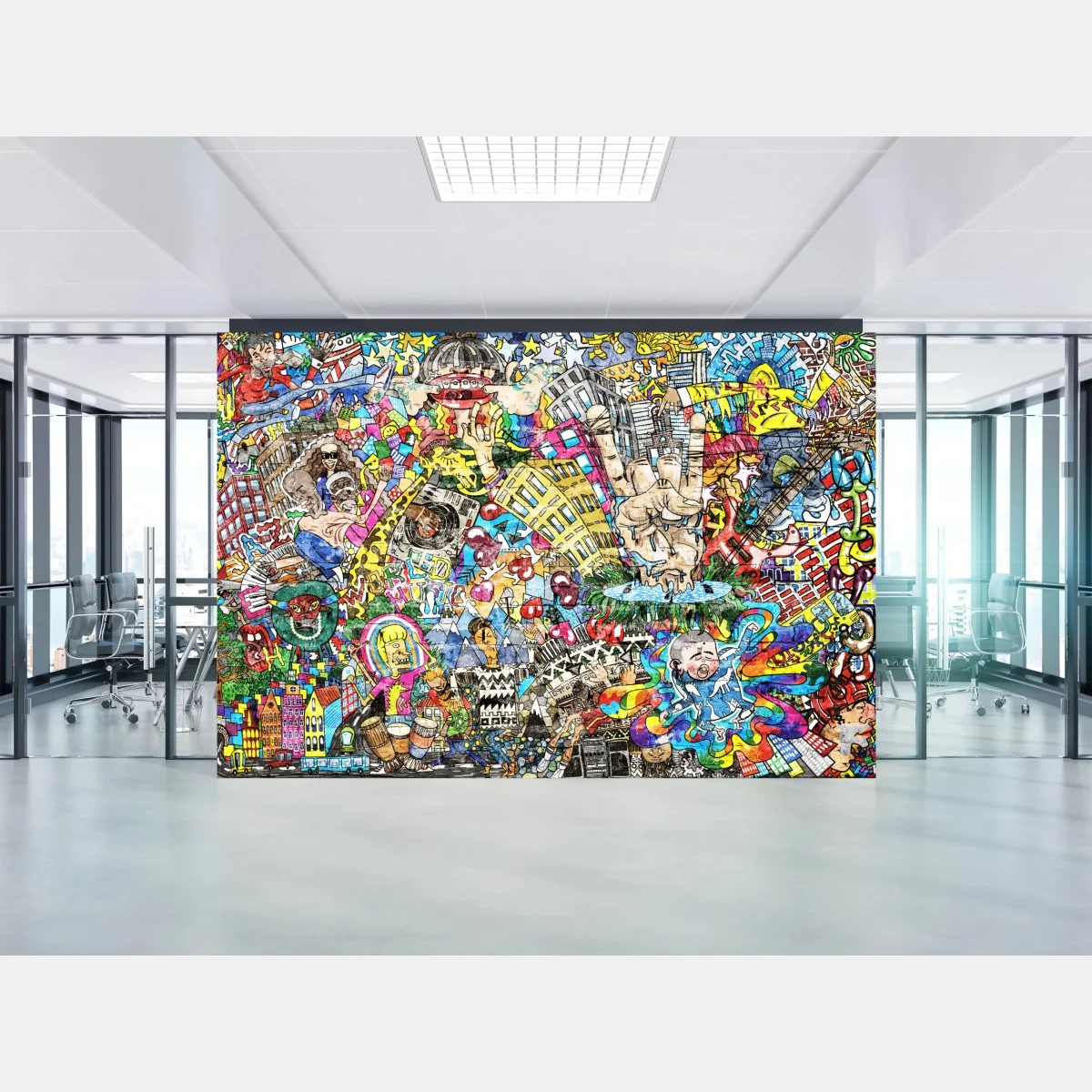 Fototapeta kolorowy miejski mural muzyczny – Wallissimo® Fototapeta kolorowy miejski mural muzyczny – Wallissimo®