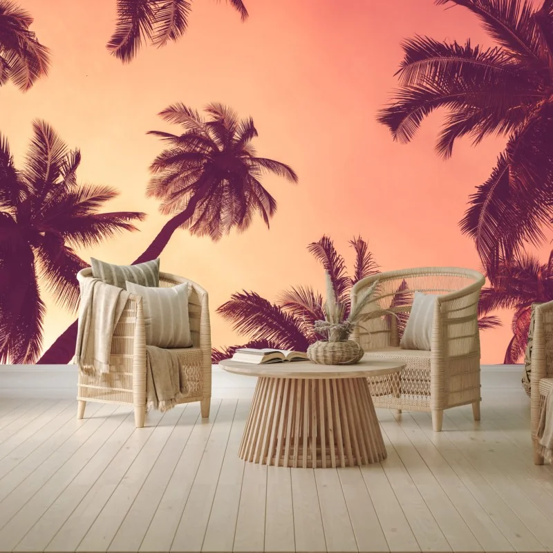 Fototapeta tropikalne palmy o zachodzie słońca – Wallissimo® Fototapeta tropikalne palmy o zachodzie słońca – Wallissimo®