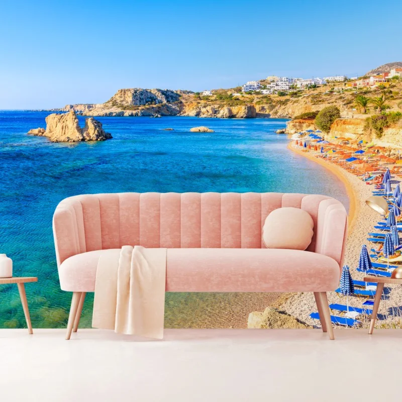 Fototapeta plaża Ammopi, Karpathos błękitna zatoka – Wallissimo® Fototapeta plaża Ammopi, Karpathos błękitna zatoka – Wallissimo®