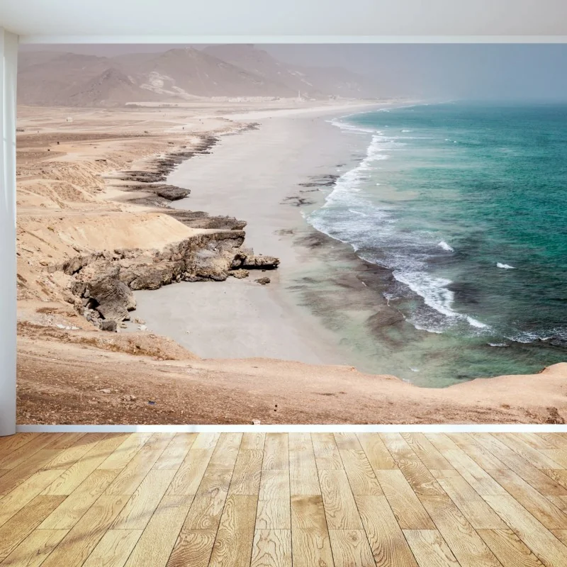 Fototapeta spokojne turkusowe wybrzeże nad pustynnymi klifami – Wallissimo® Fototapeta spokojne turkusowe wybrzeże nad pustynnymi klifami – Wallissimo®