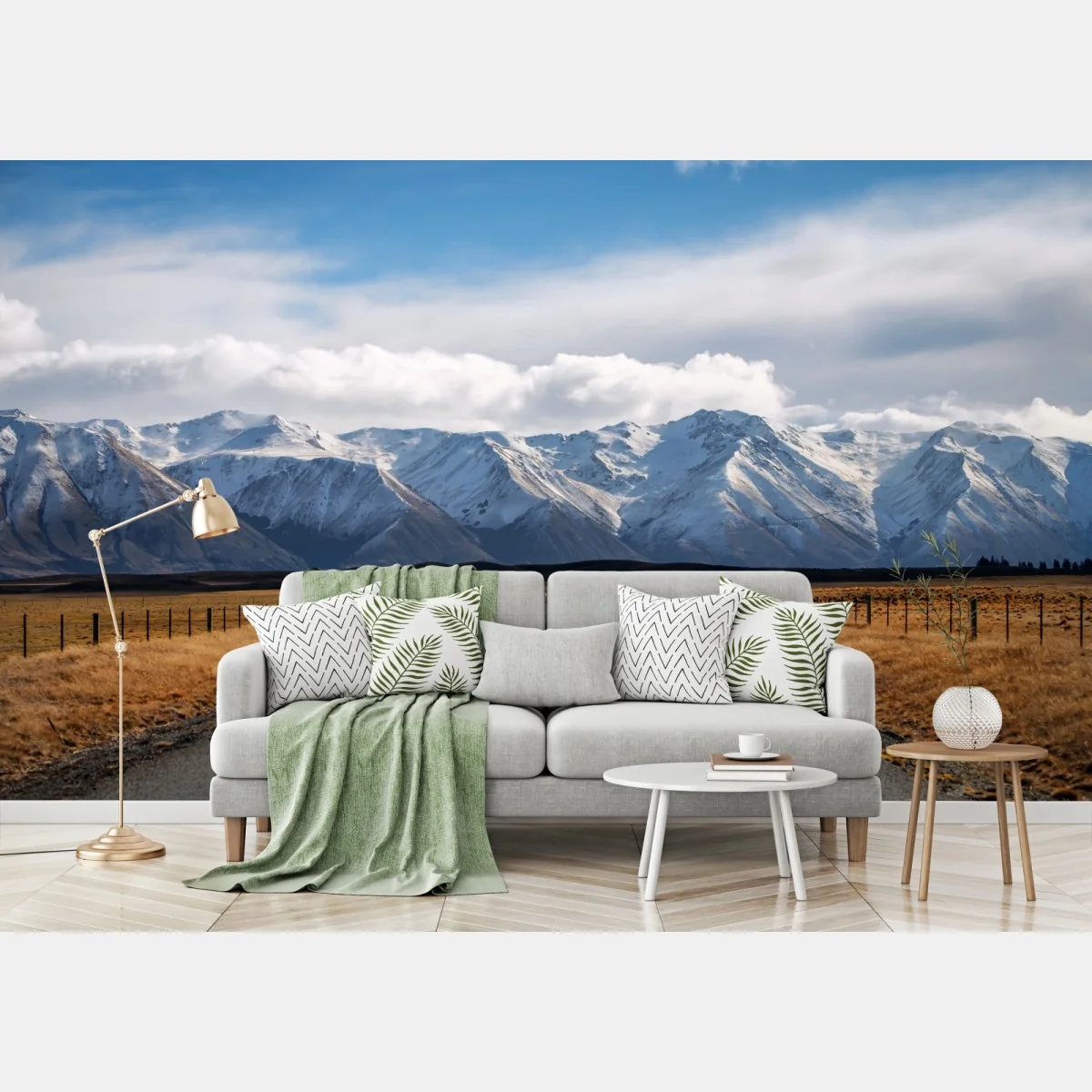 Fototapeta droga prowadząca do ośnieżonych gór, Nowa Zelandia – Wallissimo® Fototapeta droga prowadząca do ośnieżonych gór, Nowa Zelandia – Wallissimo®