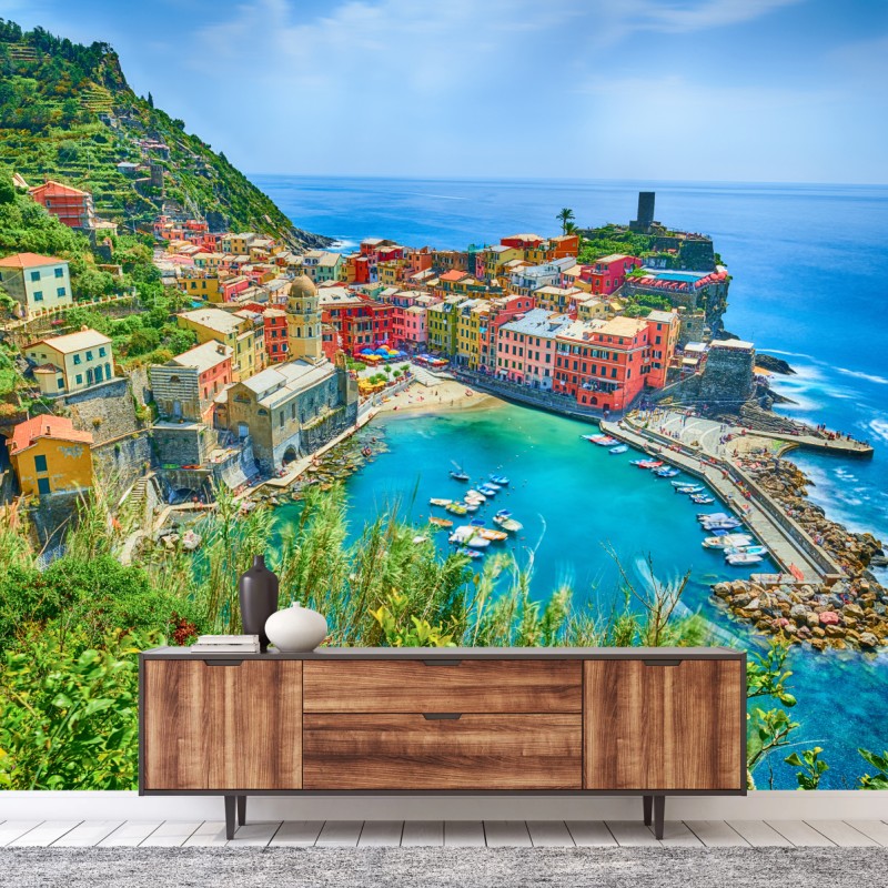 Fototapeta Vernazza kolorowa wioska nadmorska, Włochy – Wallissimo® Fototapeta Vernazza kolorowa wioska nadmorska, Włochy – Wallissimo®
