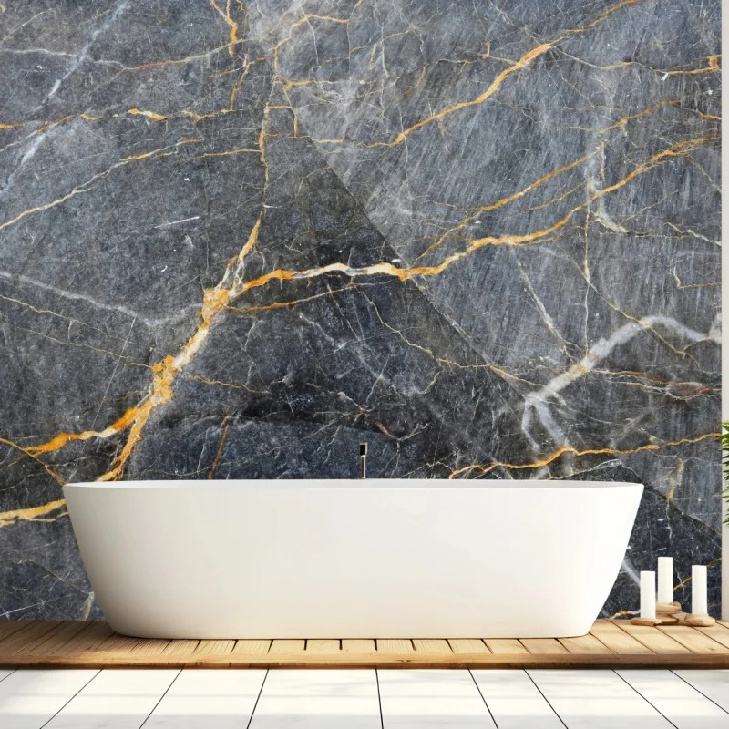 Fototapeta ciemnoszary marmur ze złotymi żyłami – Wallissimo® Fototapeta ciemnoszary marmur ze złotymi żyłami – Wallissimo®