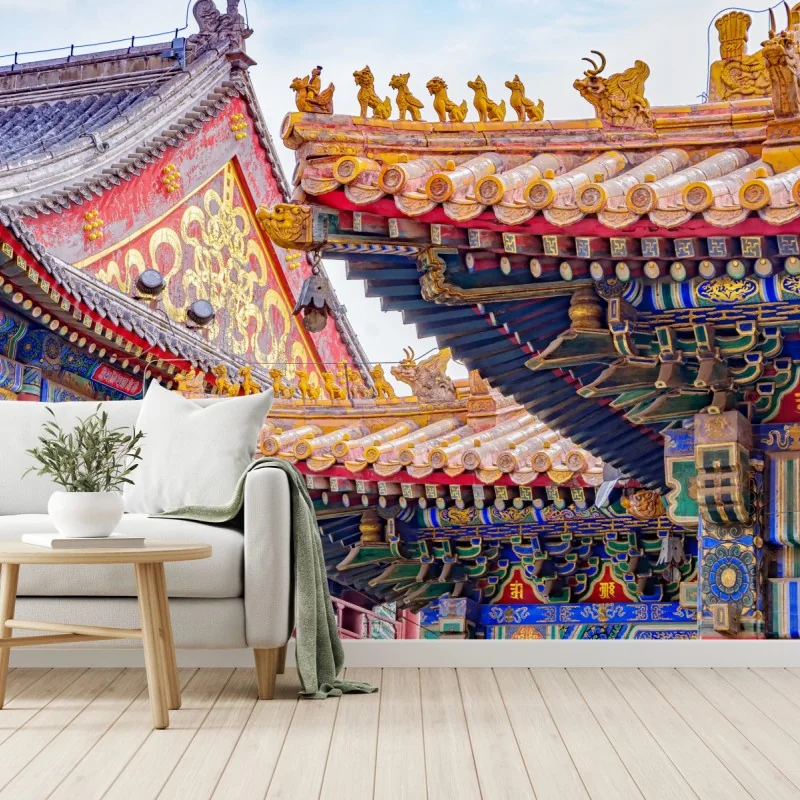 Fototapeta ozdobny dach Lama Temple, Beijing – Wallissimo® Fototapeta ozdobny dach Lama Temple, Beijing – Wallissimo®