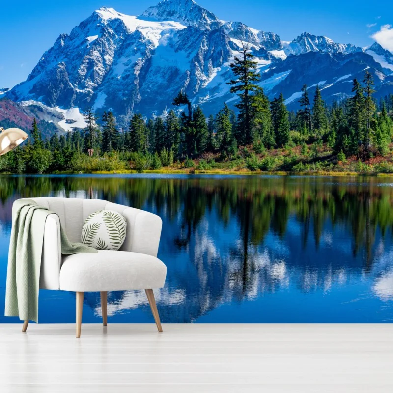 Fototapeta majestatyczne odbicie gór nad jeziorem – Wallissimo® Fototapeta majestatyczne odbicie gór nad jeziorem – Wallissimo®