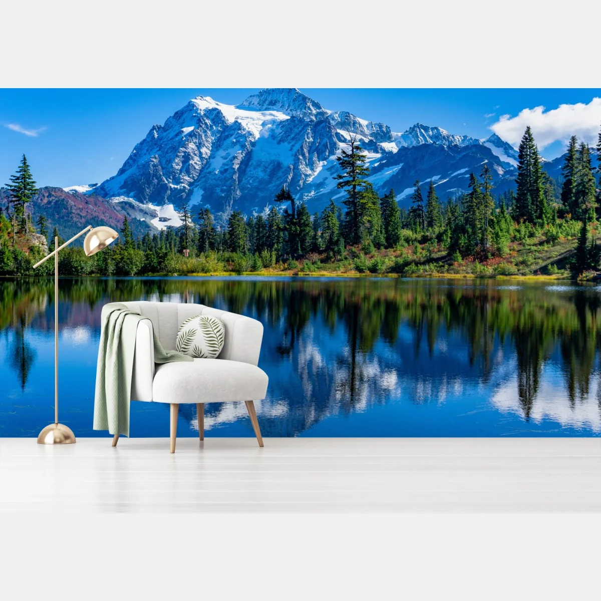 Fototapeta majestatyczne odbicie gór nad jeziorem – Wallissimo® Fototapeta majestatyczne odbicie gór nad jeziorem – Wallissimo®