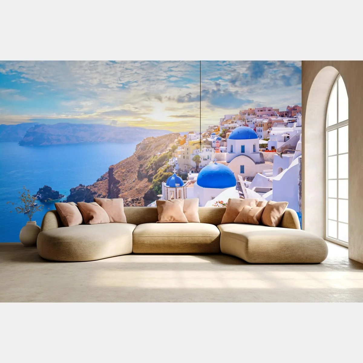 Fototapeta słoneczna wieś Oia na kalderze Santorini – Wallissimo® Fototapeta słoneczna wieś Oia na kalderze Santorini – Wallissimo®