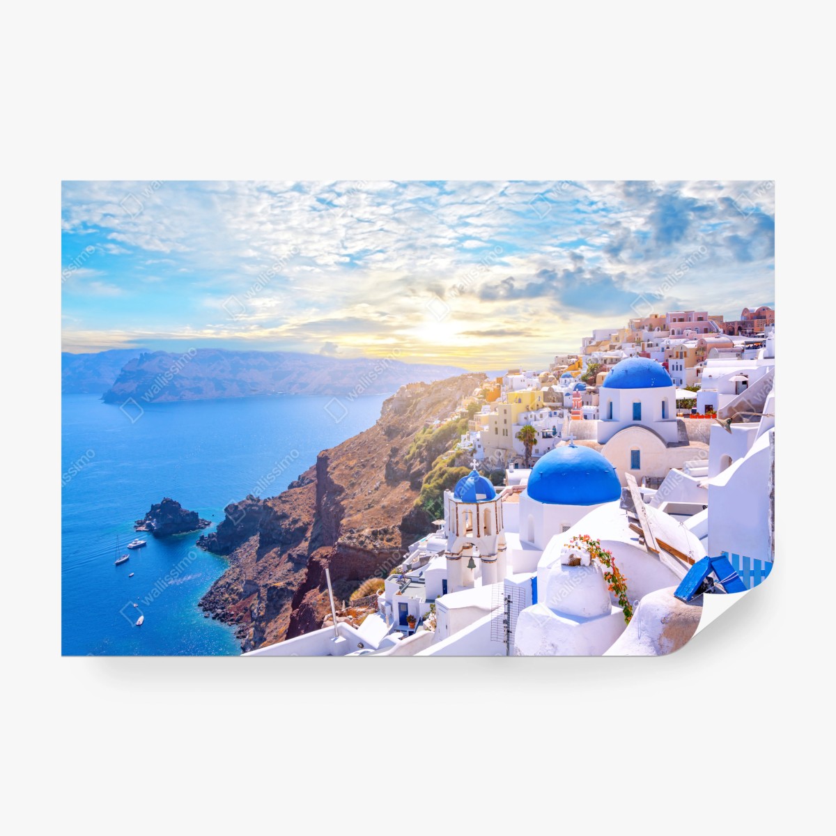 Fototapeta słoneczna wieś Oia na kalderze Santorini – Wallissimo® Fototapeta słoneczna wieś Oia na kalderze Santorini – Wallissimo®