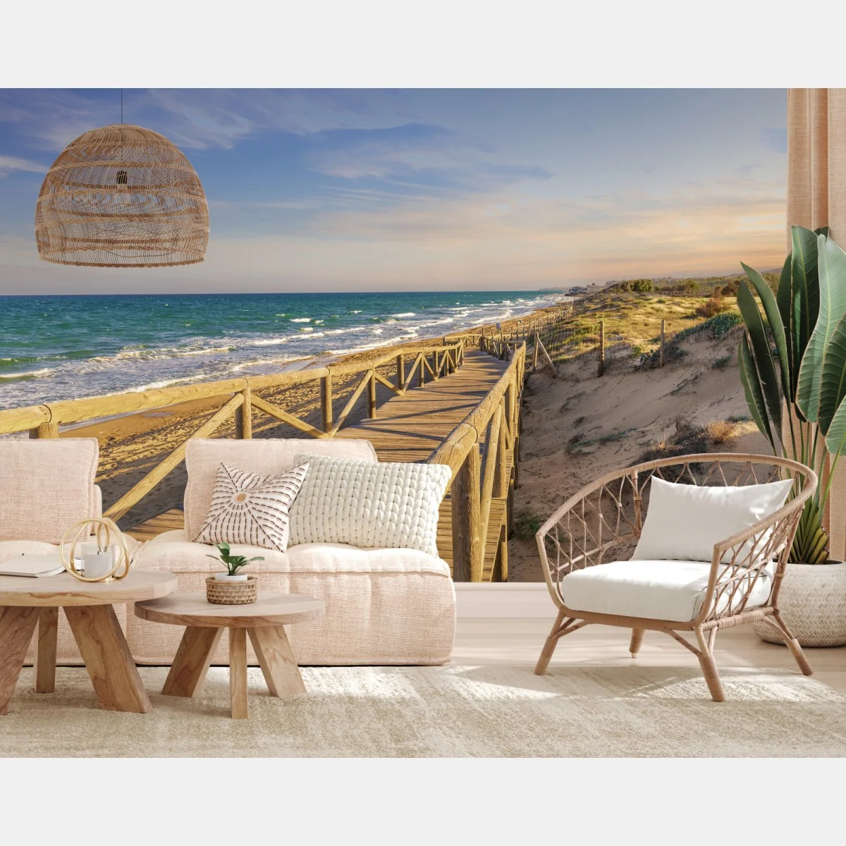 Fototapeta drewniany pomost na plażę w Guardamar – Wallissimo® Fototapeta drewniany pomost na plażę w Guardamar – Wallissimo®