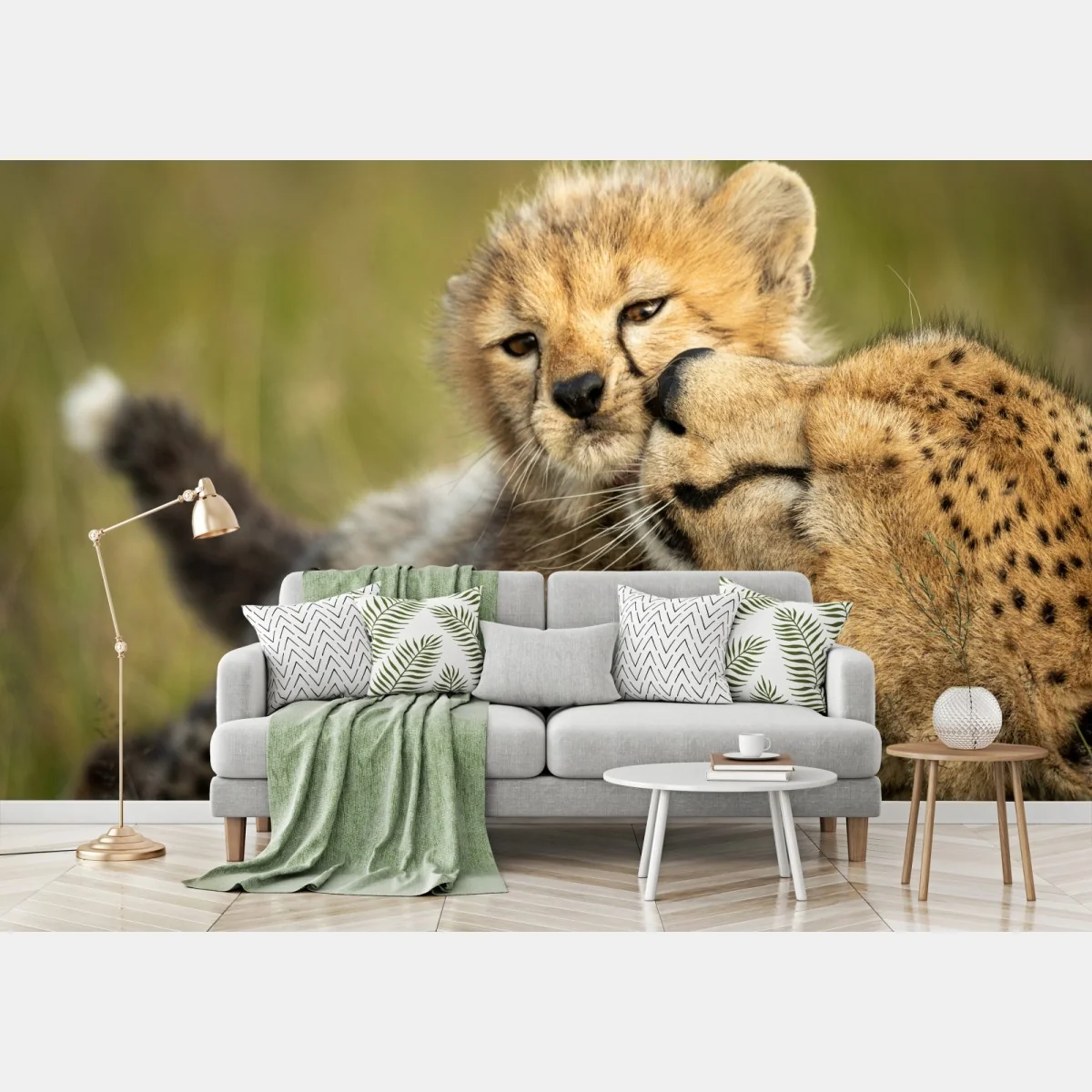 Fototapeta matka geparda przytulająca młodego – Wallissimo® Fototapeta matka geparda przytulająca młodego – Wallissimo®