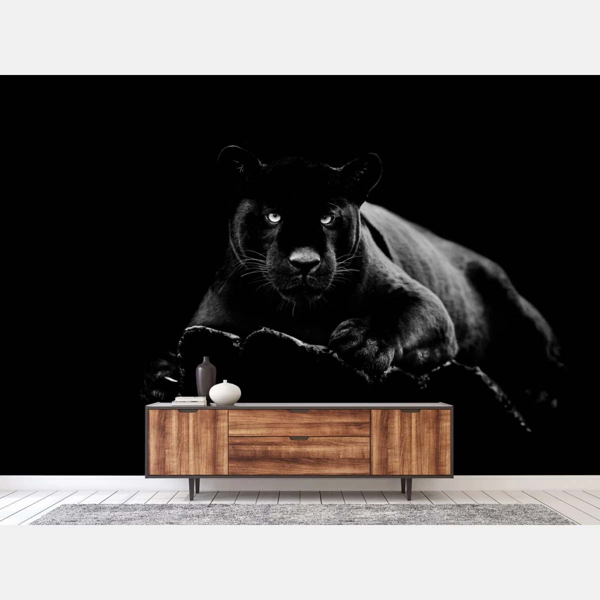 Fototapeta majestatyczny portret czarnej pantery – Wallissimo® Fototapeta majestatyczny portret czarnej pantery – Wallissimo®