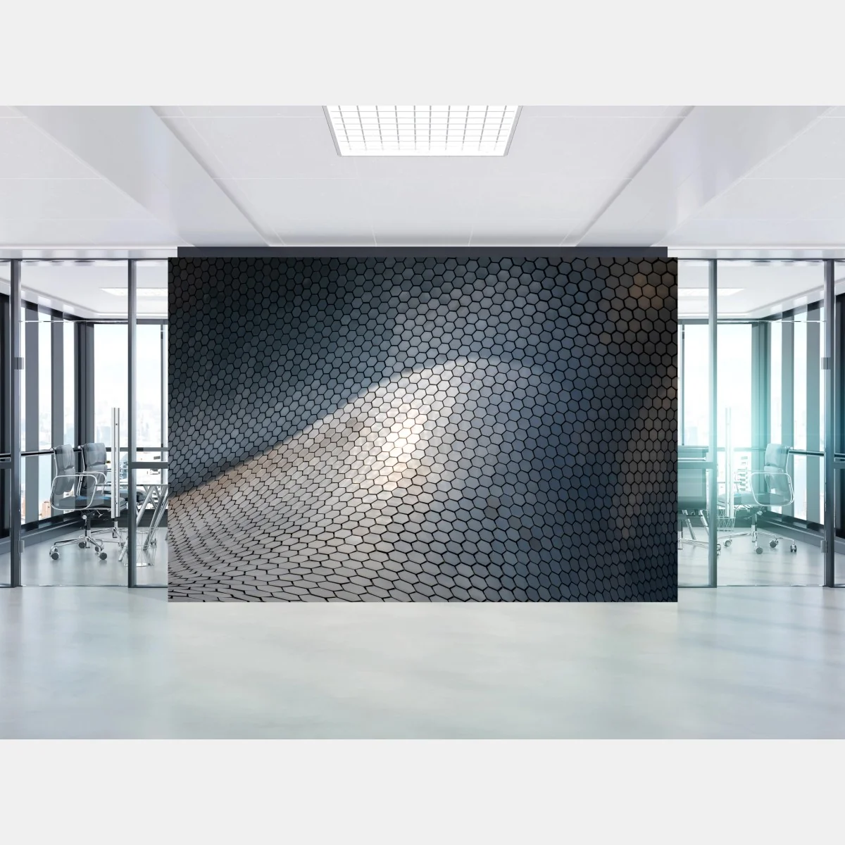 Fototapeta metaliczna heksagonalna elewacja geometryczna – Wallissimo® Fototapeta metaliczna heksagonalna elewacja geometryczna – Wallissimo®