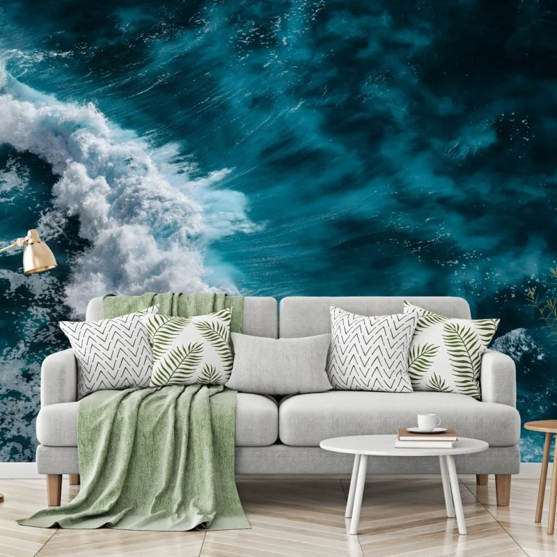 Fototapeta turkusowe fale oceanu z lotu ptaka Bali – Wallissimo® Fototapeta turkusowe fale oceanu z lotu ptaka Bali – Wallissimo®