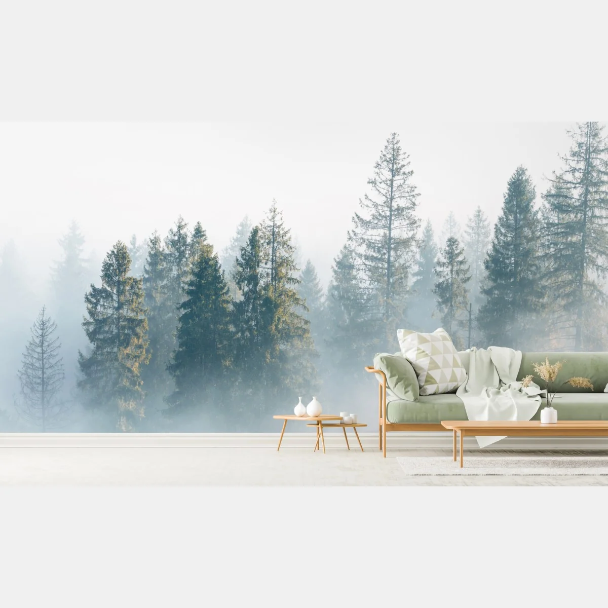 Fototapeta mglisty las świerków o poranku – Wallissimo® Fototapeta mglisty las świerków o poranku – Wallissimo®