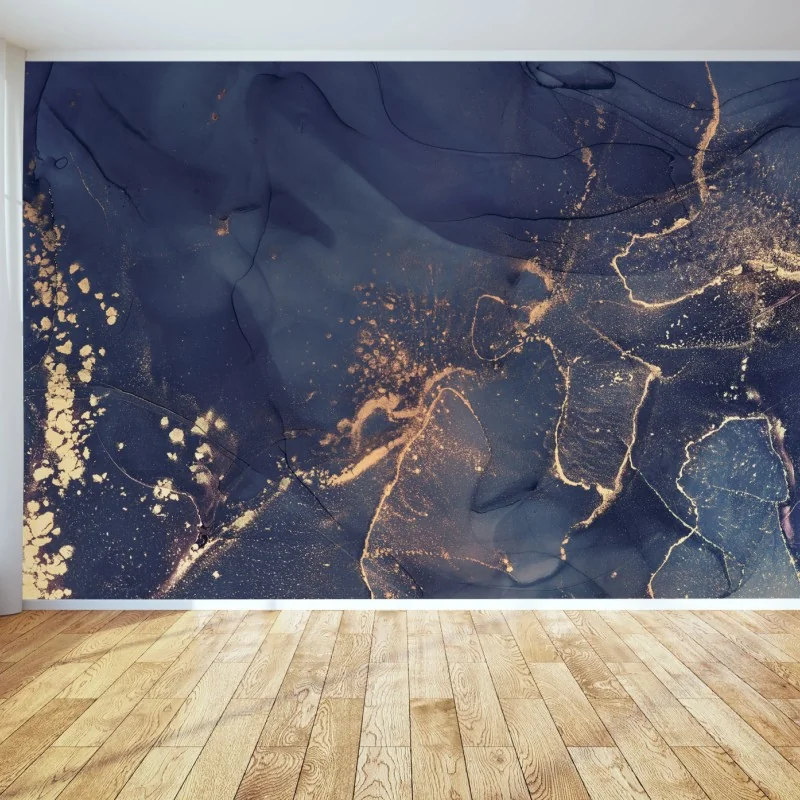 Fototapeta granatowa marmurowa abstrakcja ze złotymi żyłkami – Wallissimo® Fototapeta granatowa marmurowa abstrakcja ze złotymi żyłkami – Wallissimo®